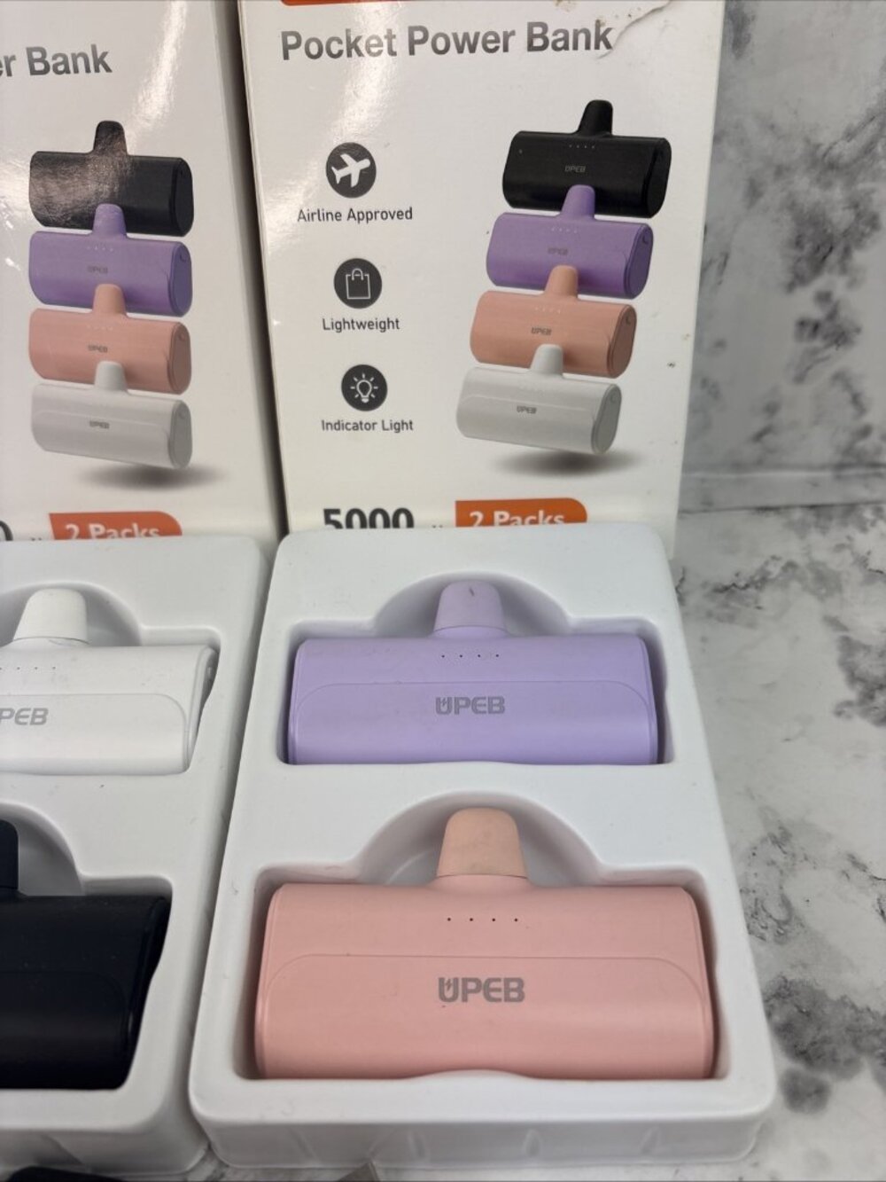 *2 Boxes (4 Banks) UPEB POCKET POWER BANK 5000 Pre-owned Used Once - Picture 3 of 4
